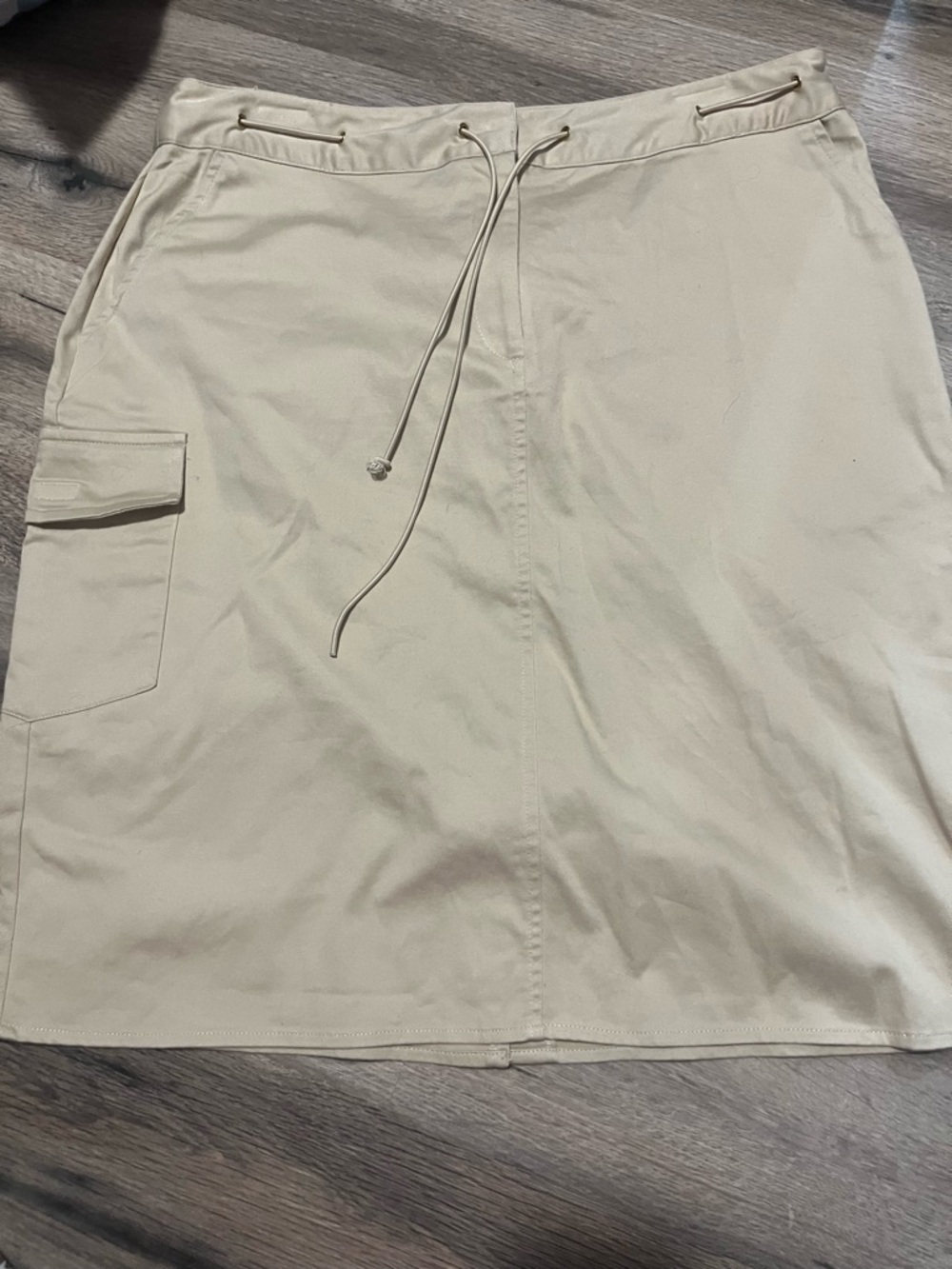 Worthington Cream Drawstring A-Line Cargo Skirt